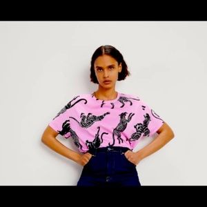 NWT! Zara animal print pink t-shirt